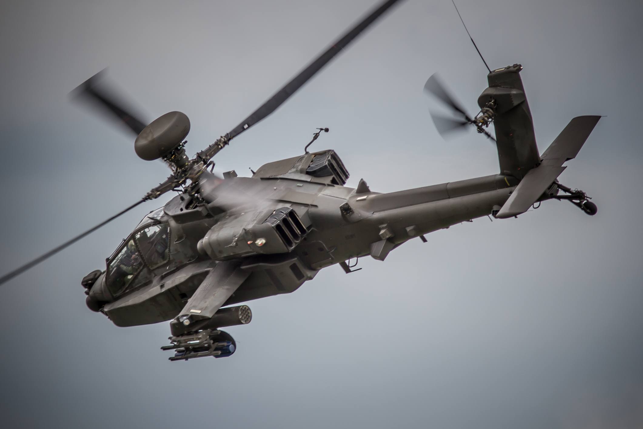 Apache Attack Helicopter Gunship in Flight