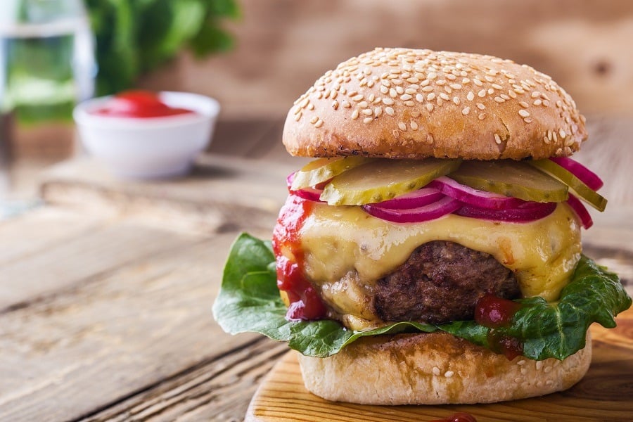 Burger with gherkins