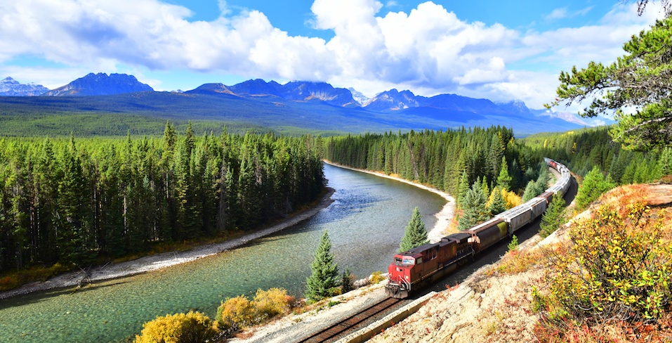 Canadian Pacific Railway in Banff National Park, Canada 