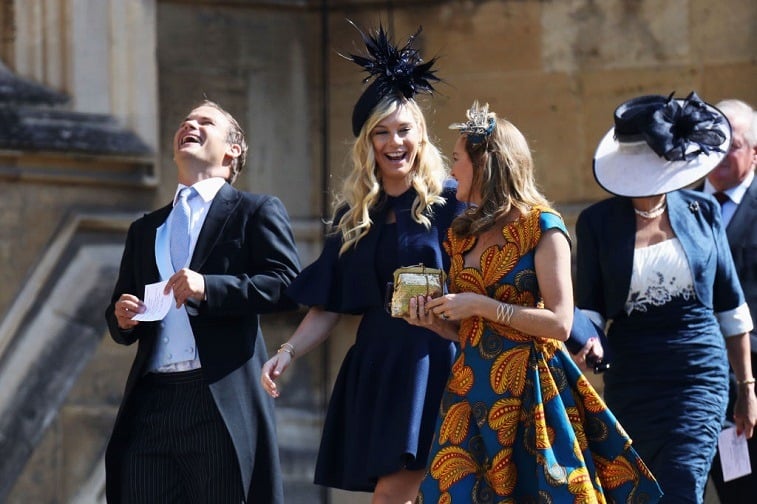 Prince Harry’s ex, Chelsy Davy, smiles as she arrives at the royal wedding of Prince Harry and Meghan Markle