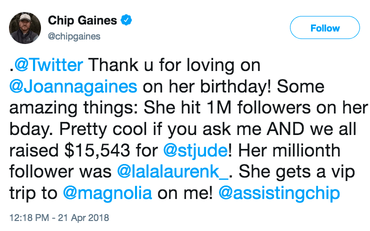 Chip Gaines tweet