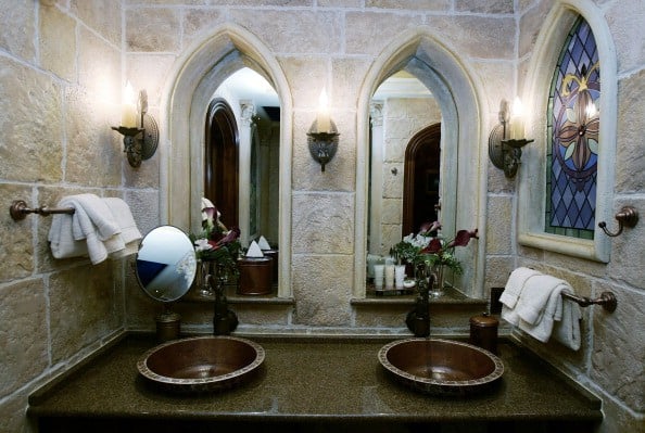 An interior view of the bathroom in the royal suite inside Cinderella's Castle at Walt Disney World