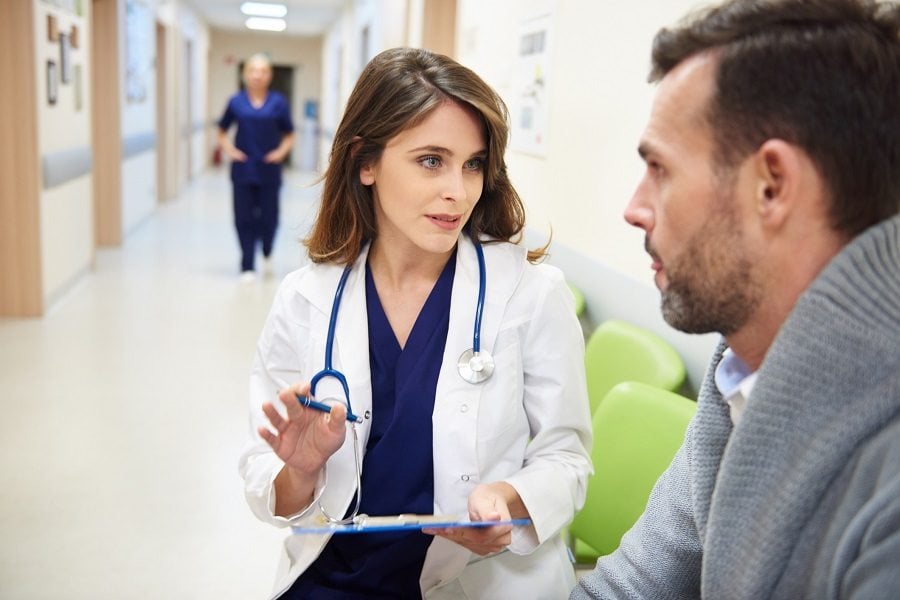 Doctor and patient brain cancer