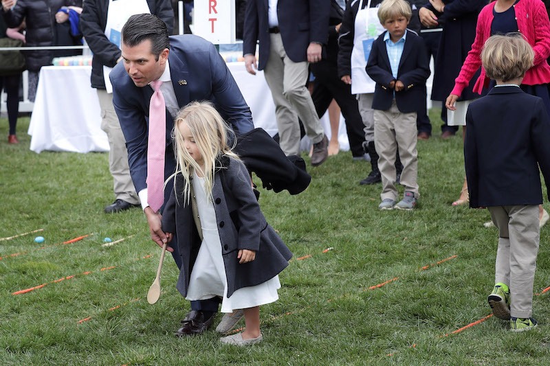 Donald Trump Jr with his daughter at the White House Easter event. Donald Trump Jr with his daughter at the White House Easter event.