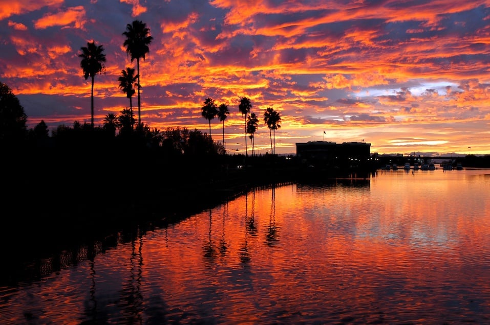 Red Sunset Reflection, Stockton Callifornia