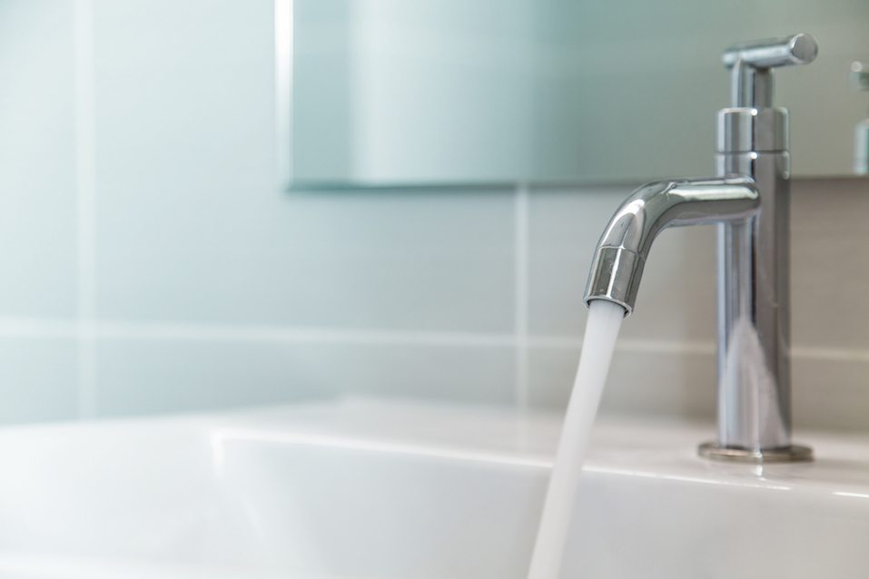 Faucet that's turned on Faucet that's turned on