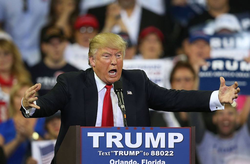 Donald Trump speaks at a rally.