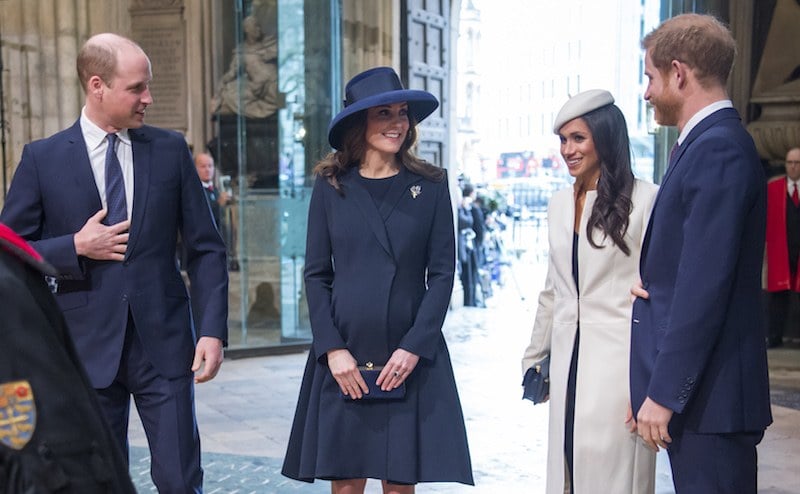 (L-R) Britain's Prince William, Duke of Cambridge, Britain's Catherine, Duchess of Cambridge, US actress Meghan Markle and her fiancee Britain's Prince Harry attend a Commonwealth Day Service at Westminster Abbey in central London, on March 12, 2018.<br /> Britain's Queen Elizabeth II has been the Head of the Commonwealth throughout her reign. Organised by the Royal Commonwealth Society, the Service is the largest annual inter-faith gathering in the United Kingdom. / AFP PHOTO / POOL / Paul Grover
