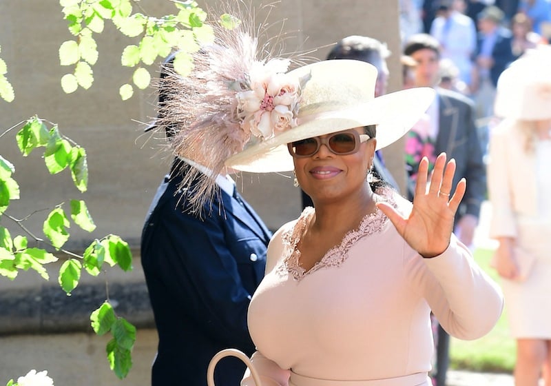 US presenter Oprah Winfrey arrives for the wedding ceremony of Britain's Prince Harry, Duke of Sussex and US actress Meghan Markle at St George's Chapel, Windsor Castle, in Windsor, on May 19, 2018.