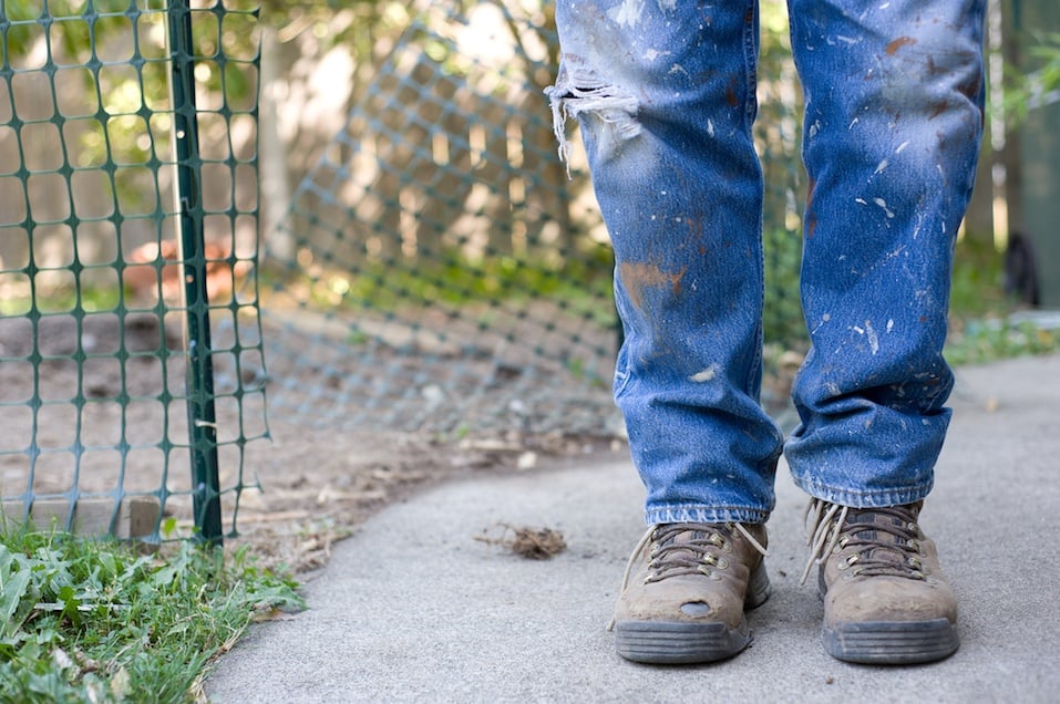 Grass stain on jeans