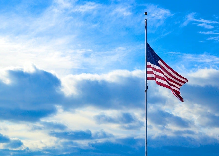 half-staff American flag