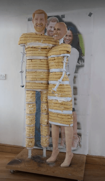 Life-size Prince Harry and Meghan Markle Cake in progress Life-size Prince Harry and Meghan Markle Cake in progress