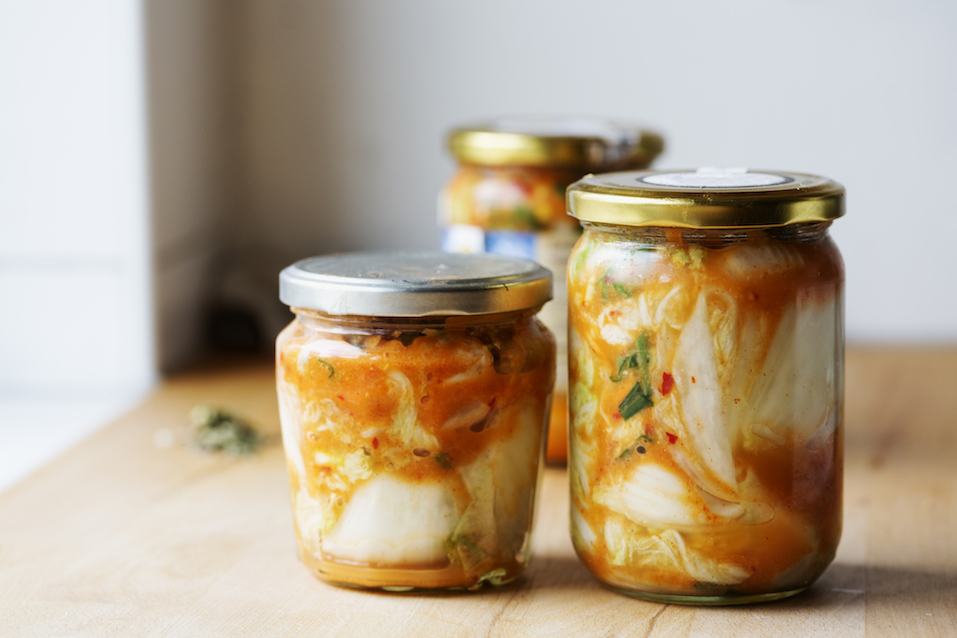 Kimchi in glass jar