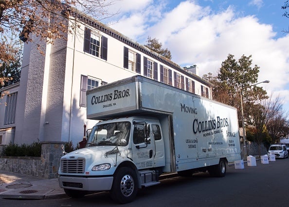 A moving truck is seen outside the new home of Ivanka Trump and her husband Jared Kushner A moving truck is seen outside the new home of Ivanka Trump and her husband Jared Kushner