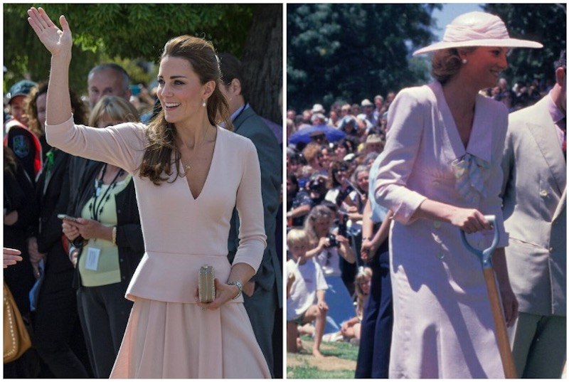 Princess Diana and Kate Middleton wearing pink. 