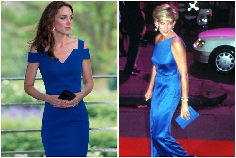 Kate Middleton and Princess Diana wearing blue collage. Kate Middleton and Princess Diana wearing blue collage.