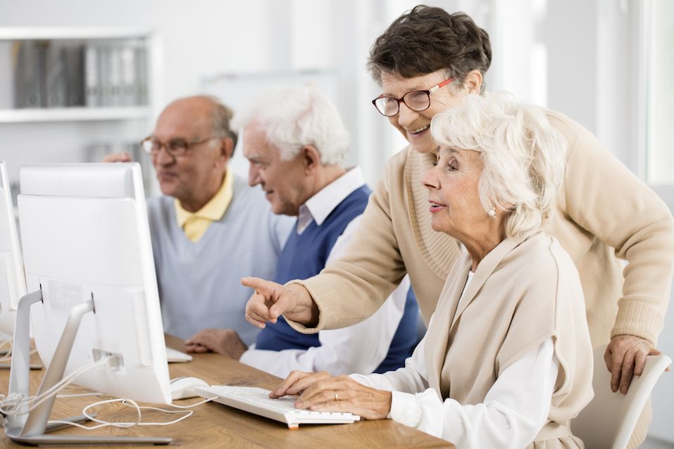elder lady in a class