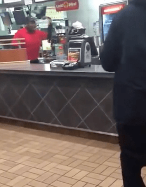 Man getting angry in McDonald's. Man getting angry in McDonald's.