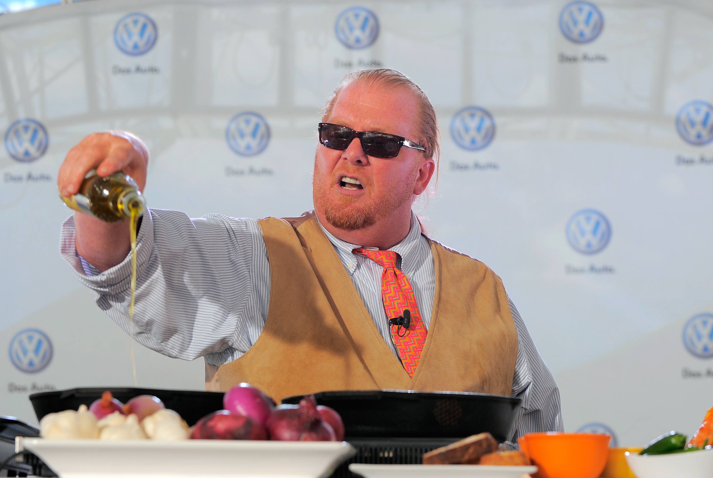 Chef Mario Batali prepares several dishes for the crowd