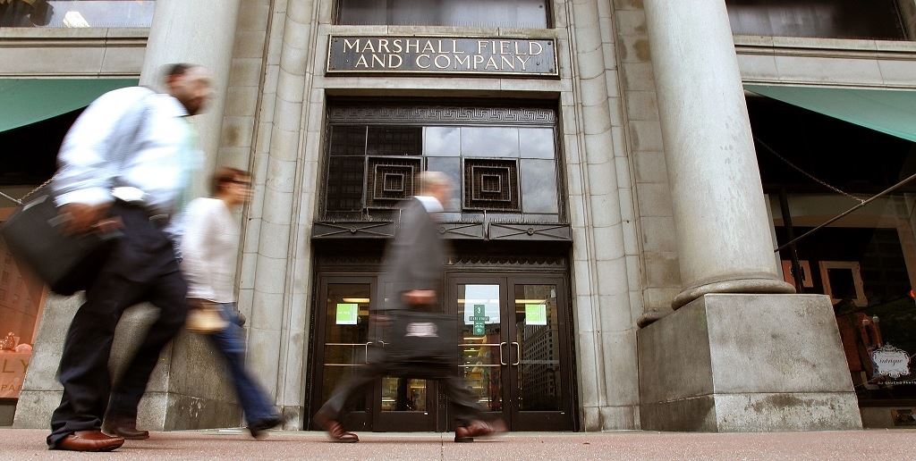 The plaque indicating the flagship location of Marshall Field's