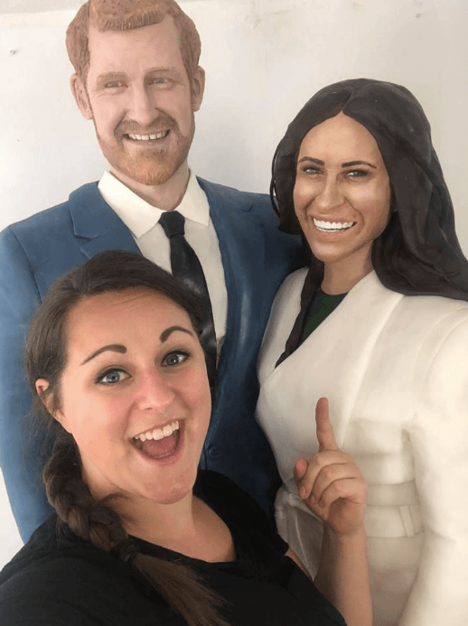A life-size sponge cake of Prince Harry and Meghan Markle by Lara Mason A life-size sponge cake of Prince Harry and Meghan Markle by Lara Mason