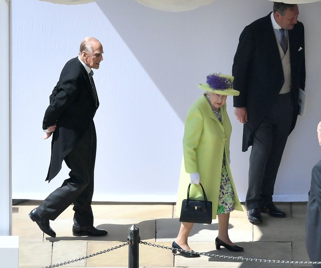 Queen Elizabeth II and the Prince Philip, Duke of Edinburgh arrive for the wedding ceremony of Britain's Prince Harry and US actress Meghan Markle