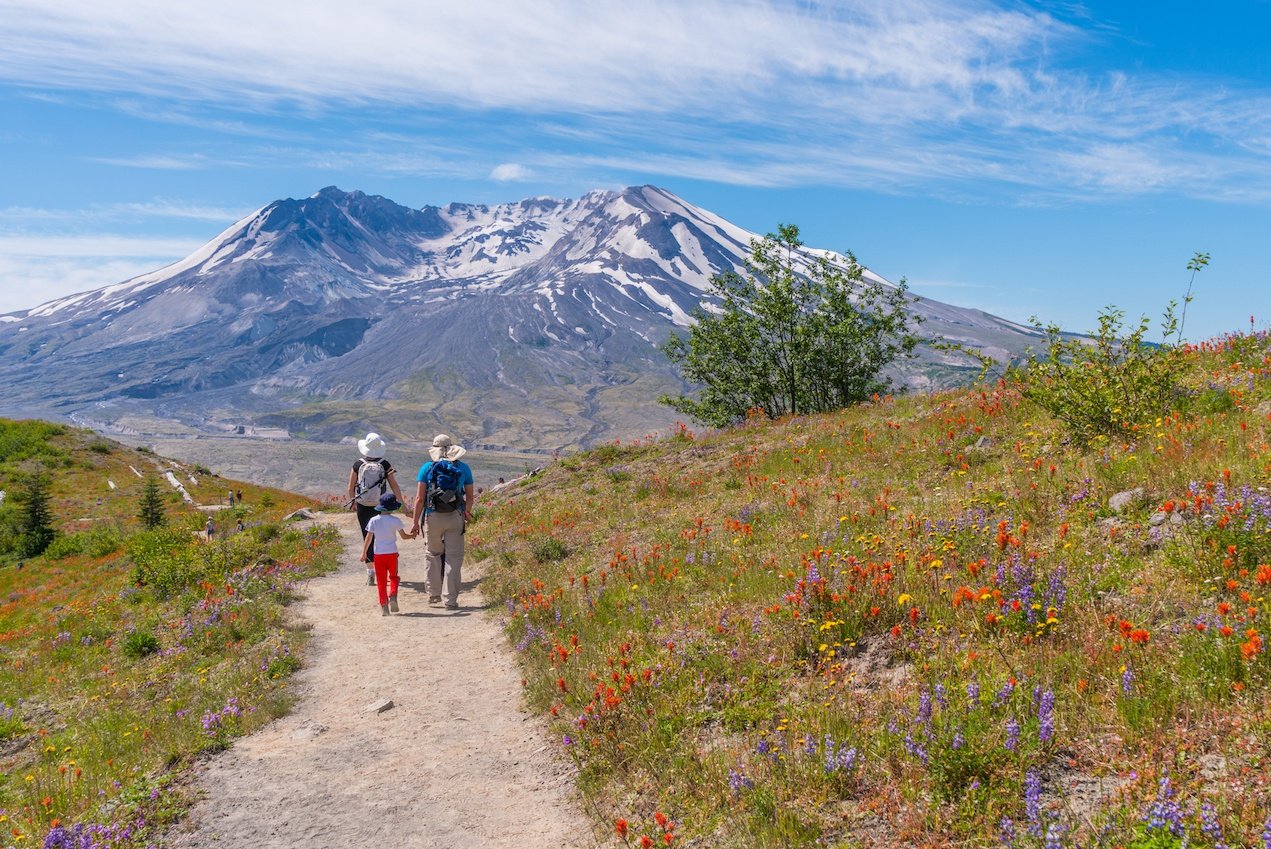 The breathtaking views of the volcano and amazing valley of flowers.