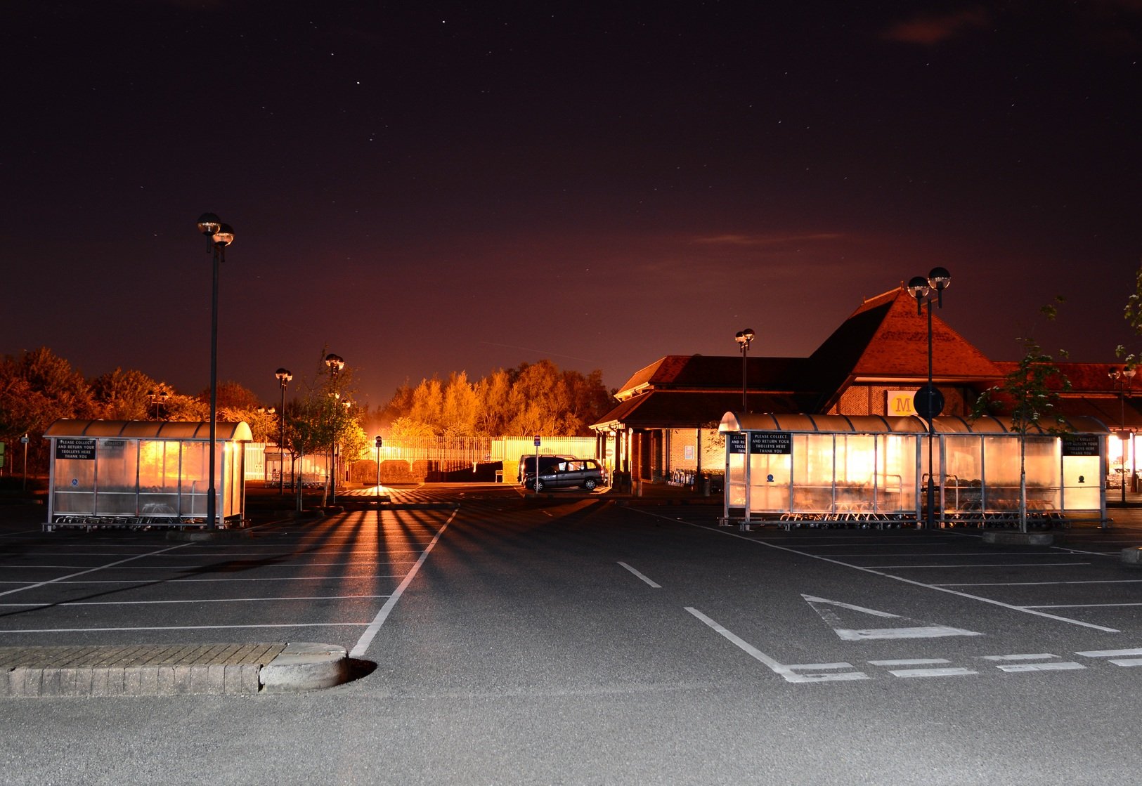 Store parking lot at Night