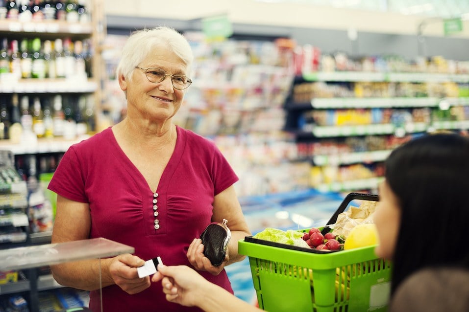 elder women in a grocery store