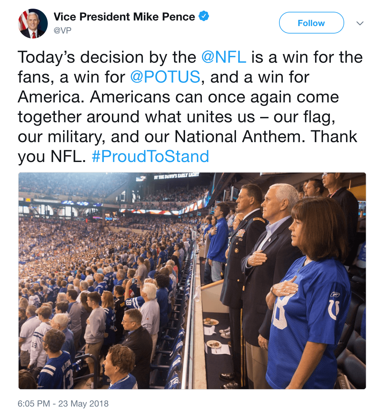 Mike Pence tweet nfl