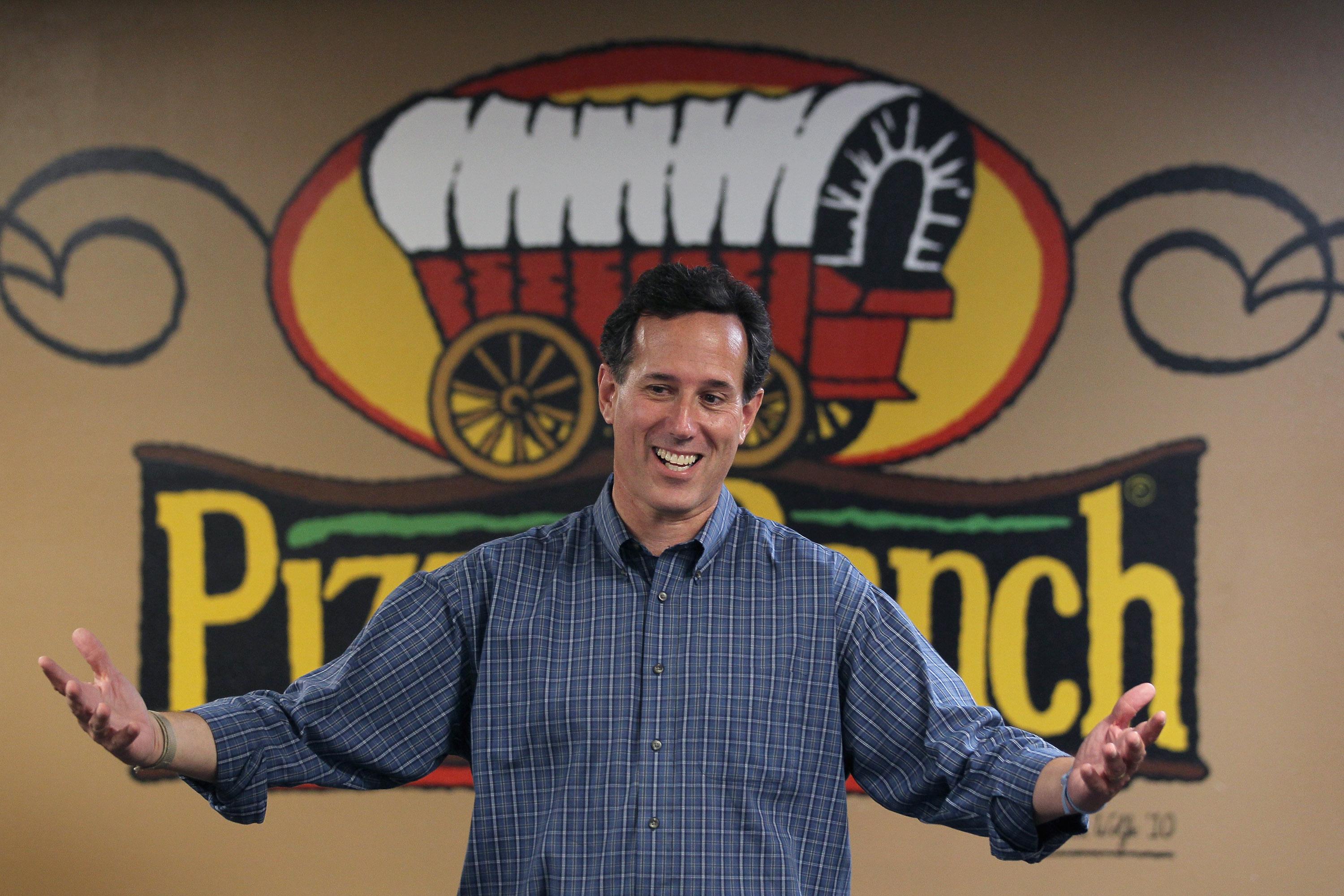 Rick Santorum campaigning at Pizza Ranch