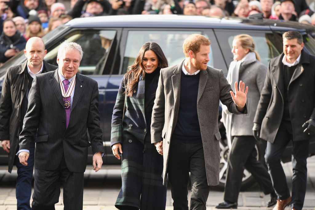 Prince Harry and Meghan Markle arrive at Social Bite cafe in Rose Street