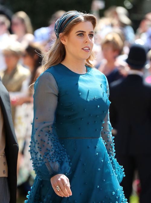 Princess Beatrice in a blue dress. Princess Beatrice in a blue dress.