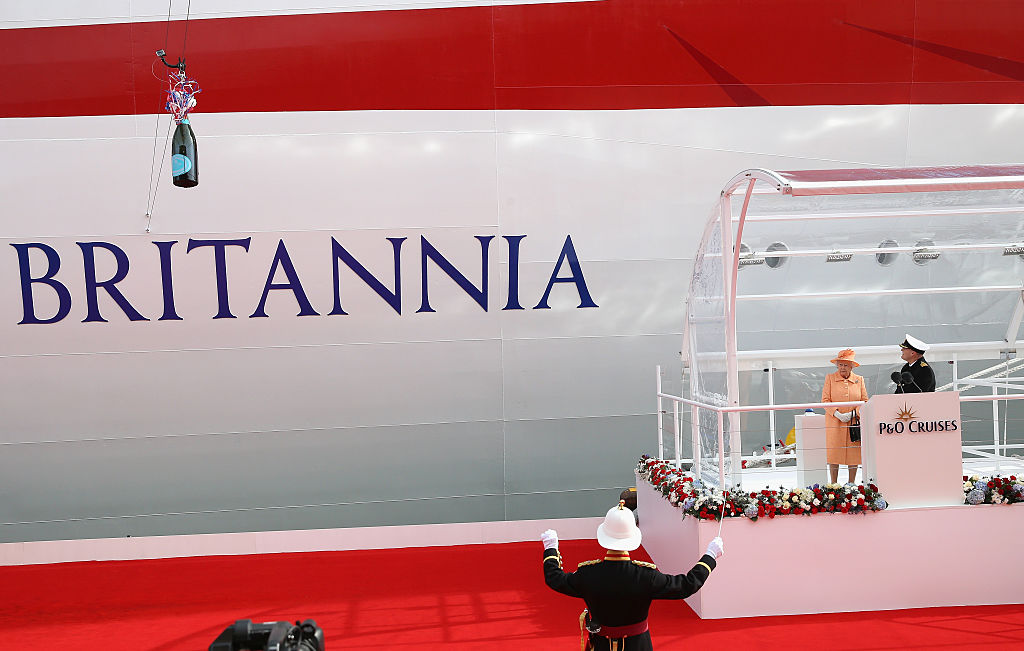 Britain's Queen Elizabeth II names the new P&O Cruises ship
