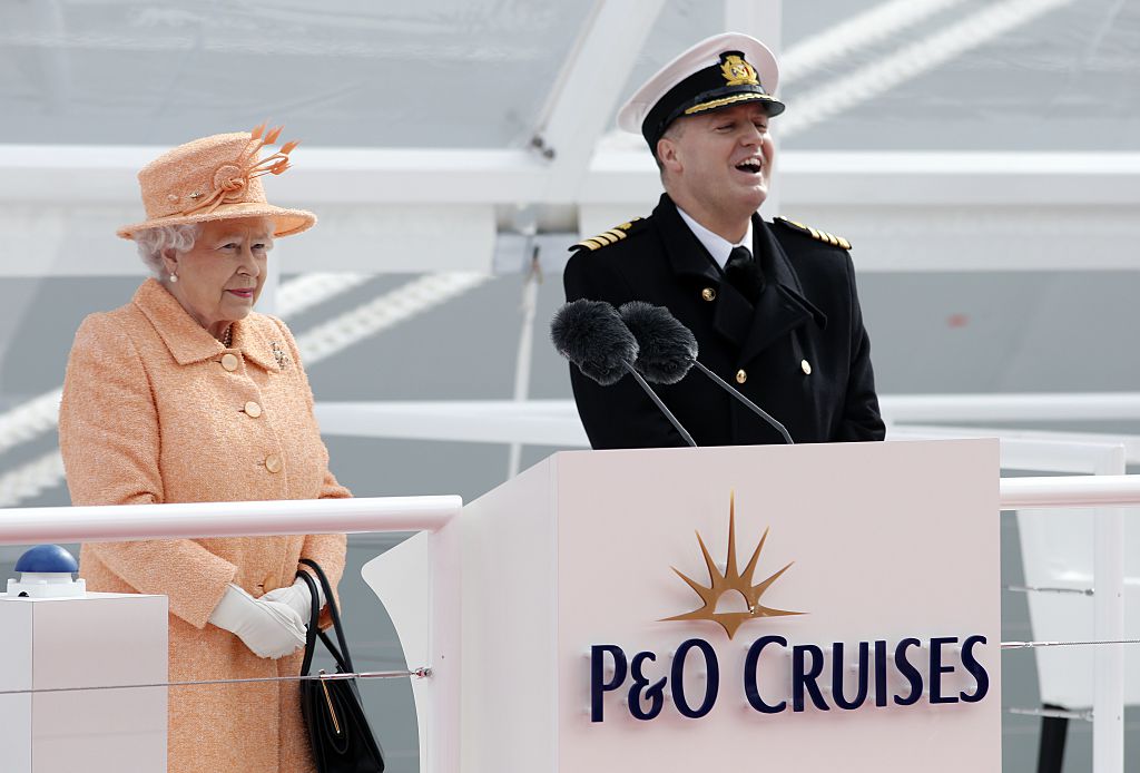 Britain's Queen Elizabeth II names the new P&O Cruises ship