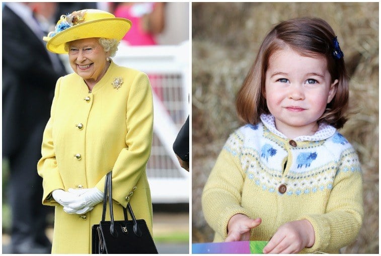 Queen Elizabeth and Princess Charlotte in yellow