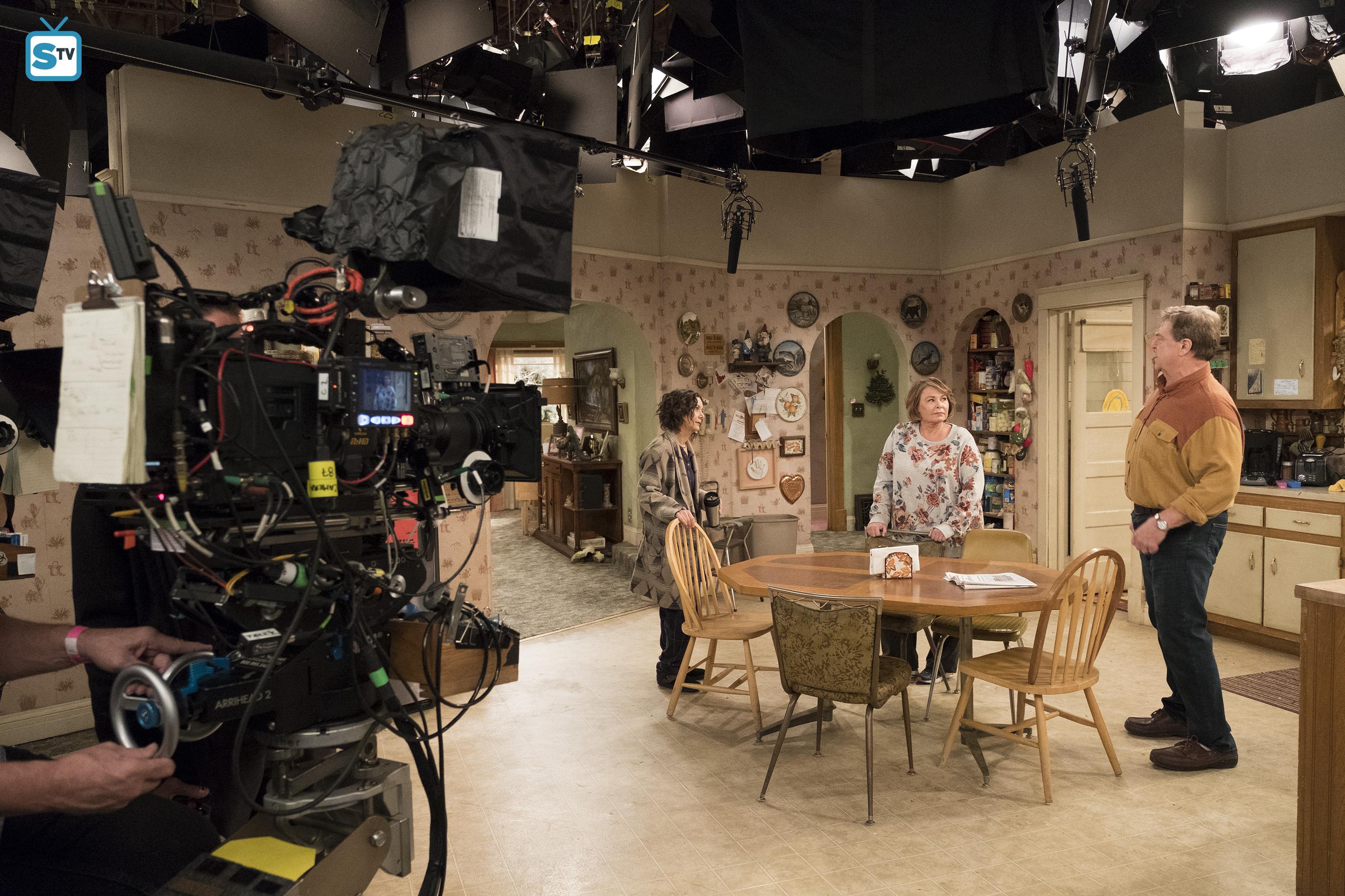A shot of 'Roseanne' behind the scenes. A shot of 'Roseanne' behind the scenes.