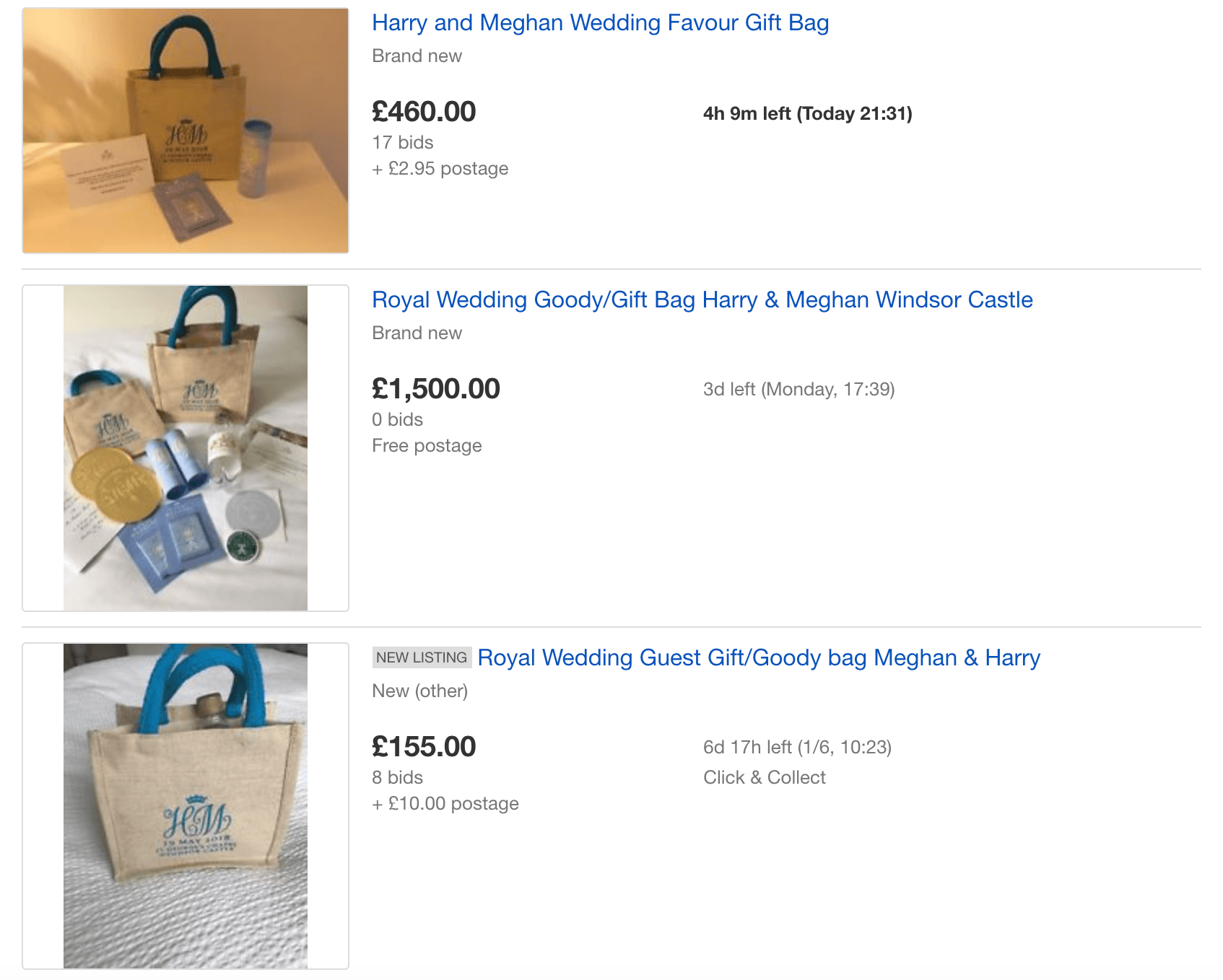 Royal wedding gift bags ebay