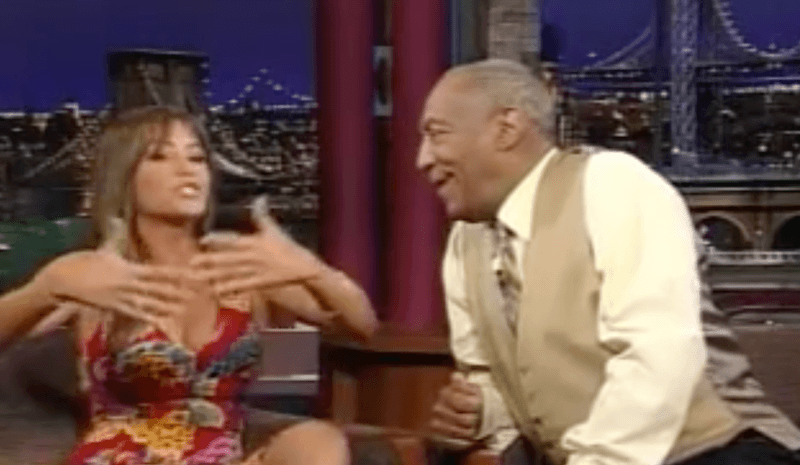 Sofia Vergara and Bill Cosby on David Letterman's talk show. 