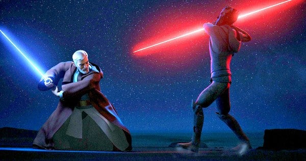 Obi-Wan and Darth Maul duel for the final time. | DisneyXD Obi-Wan and Darth Maul duel for the final time. | DisneyXD