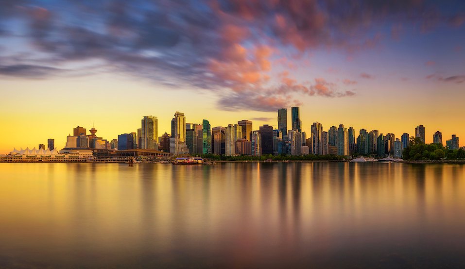 Sunset skyline of Vancouver