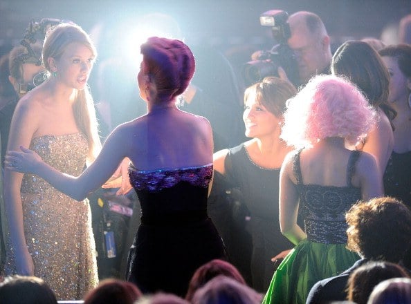 Singers Taylor Swift, Katy Perry and Nicki Minaj at the 2011 American Music Awards Singers Taylor Swift, Katy Perry and Nicki Minaj at the 2011 American Music Awards