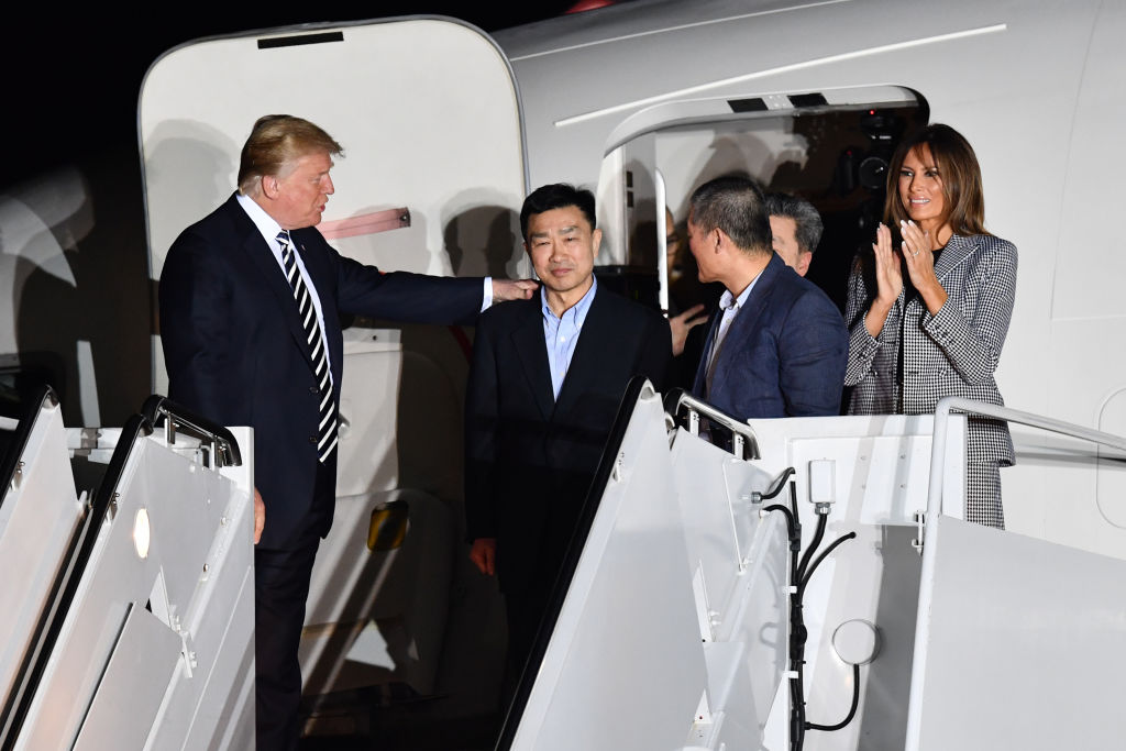 Tony Kim North Korean prisoner steps off plane