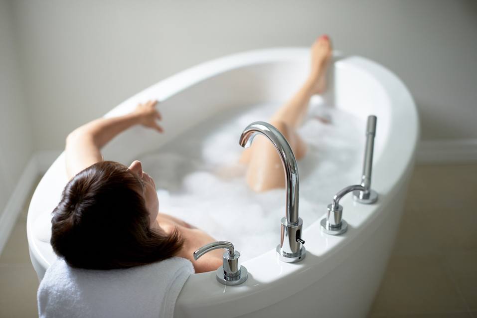 Women taking a bath