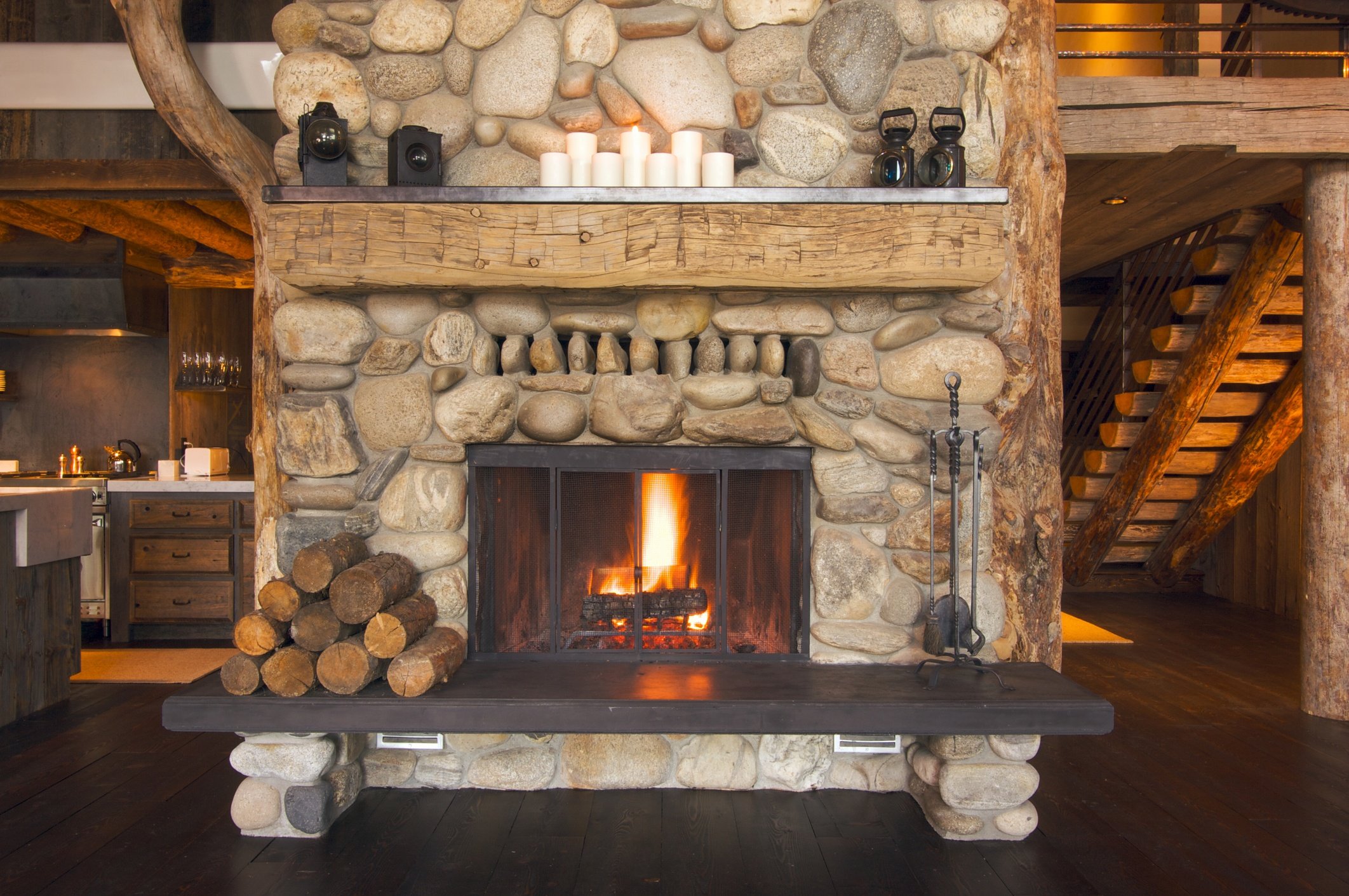 Rustic Fireplace interior living room