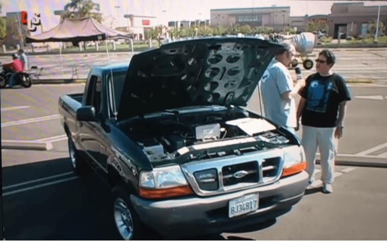 Still of an electric Ford Ranger from YouTube video