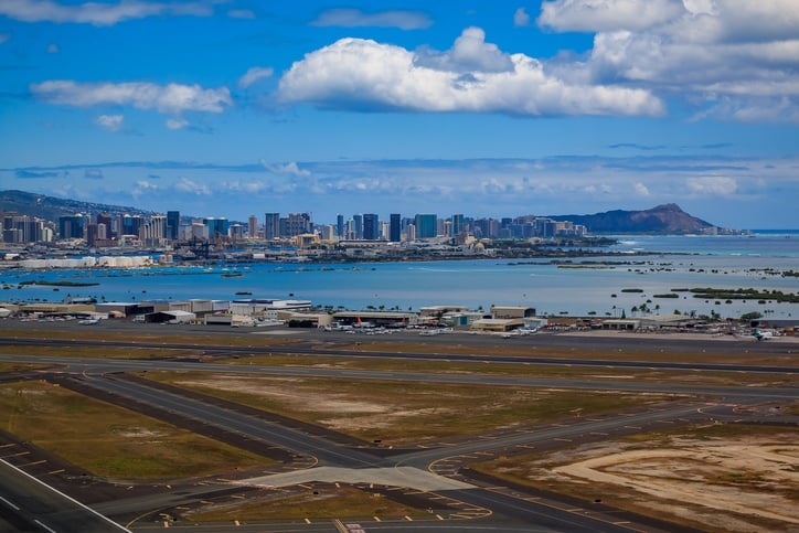 Honolulu airport and skyline