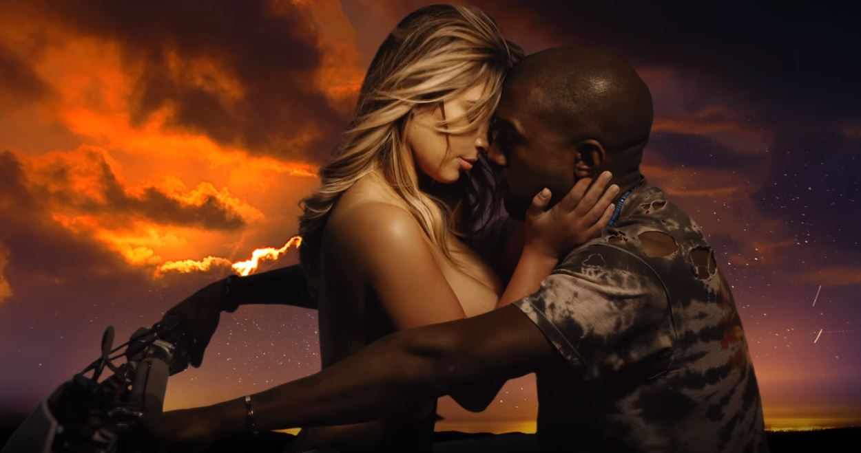Kim Kardashian and Kanye West in the "Bound 2" music video