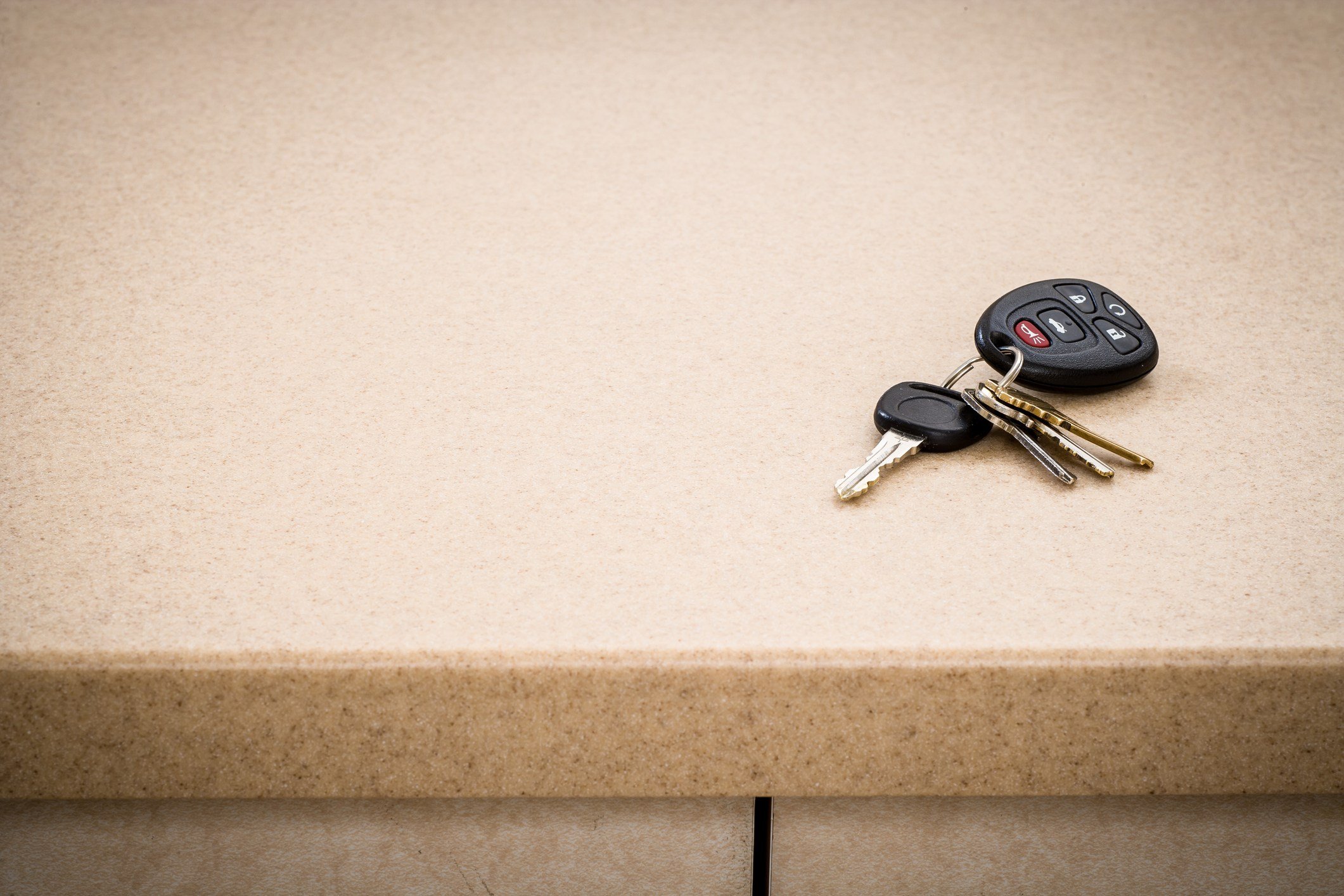 Kitchen counter with car keys