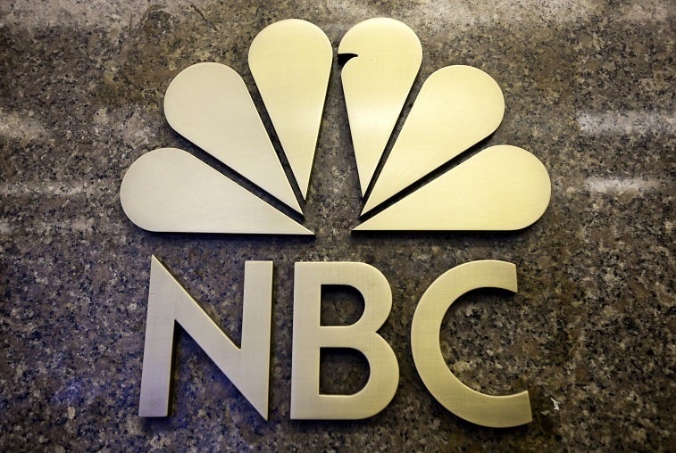 The NBC logo is seen on the entrance to NBC Studios on E 49th Street on December 1, 2009 in New York City. 